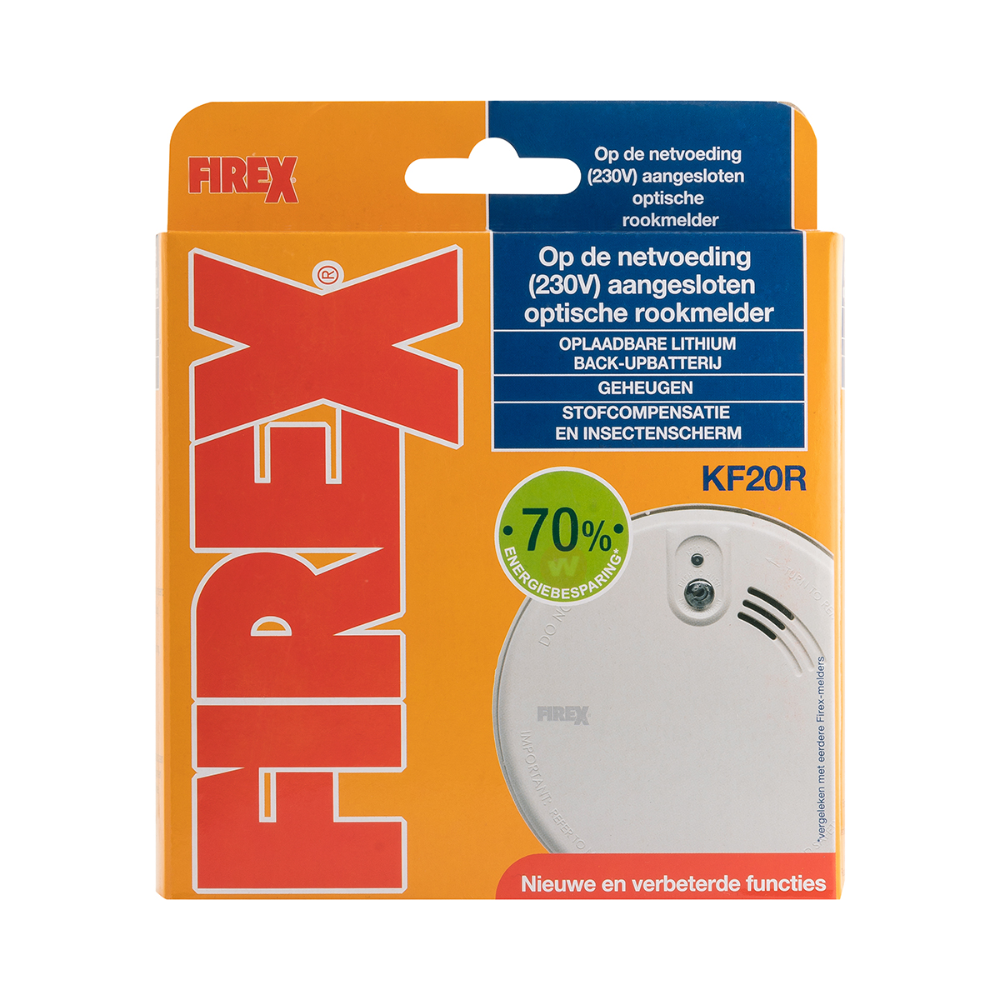 Firex KF20R rookmelder verpakking 230 volt 10-jaars brandmelder. Firex KF20R rookmelder verpakking 230 volt 10-jaars brandmelder.