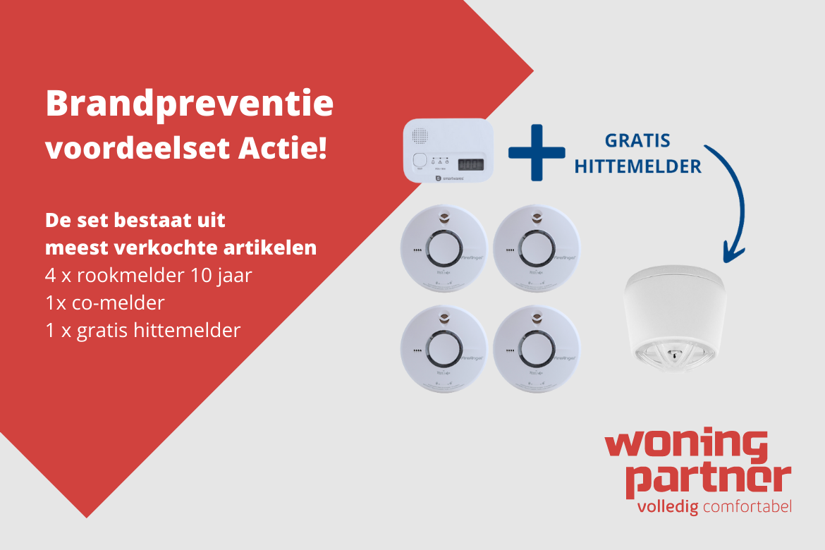 Brandpreventie voordeelset Actie! rookmelders, koolmonoxidemelder en een gratis hittemelder