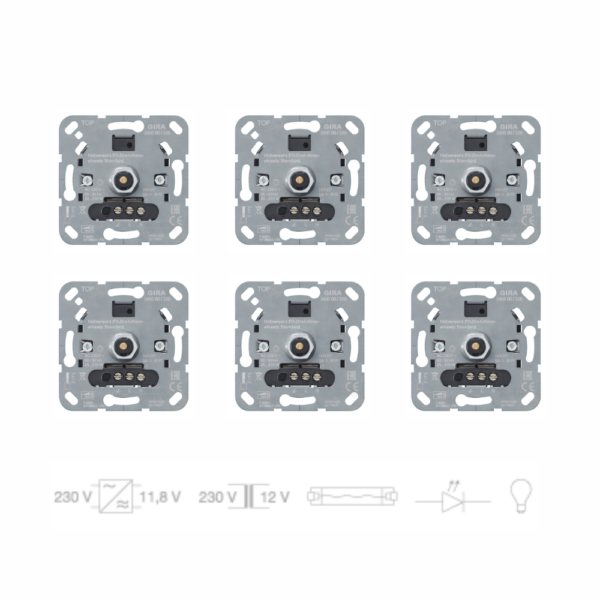 6-pack System-3000 Gira universeel led-draaidimmer-basiselement Standard 6-pack System-3000 Gira universeel led-draaidimmer-basiselement Standard
