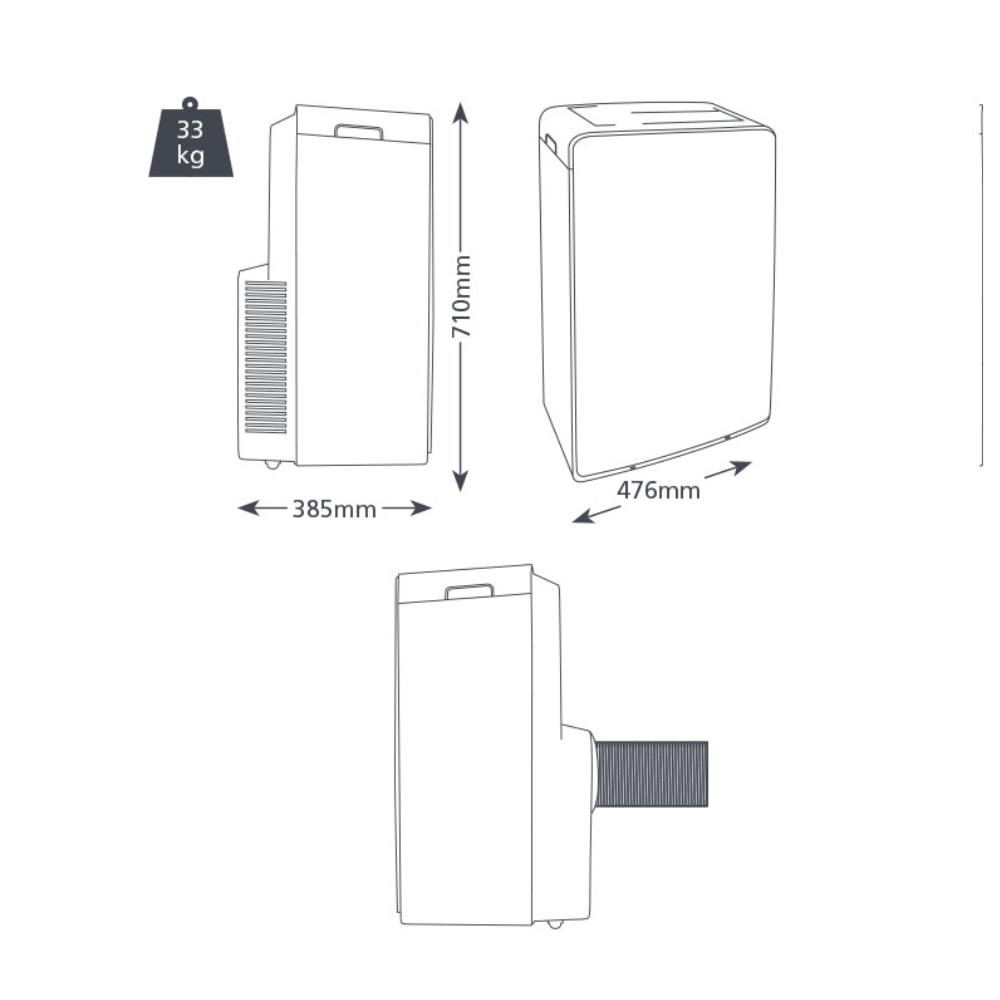 Aspen AX 3008/1 mobiele airconditioner | 3,4kW koelen - 2,7kW verwarmen - Afbeelding 4