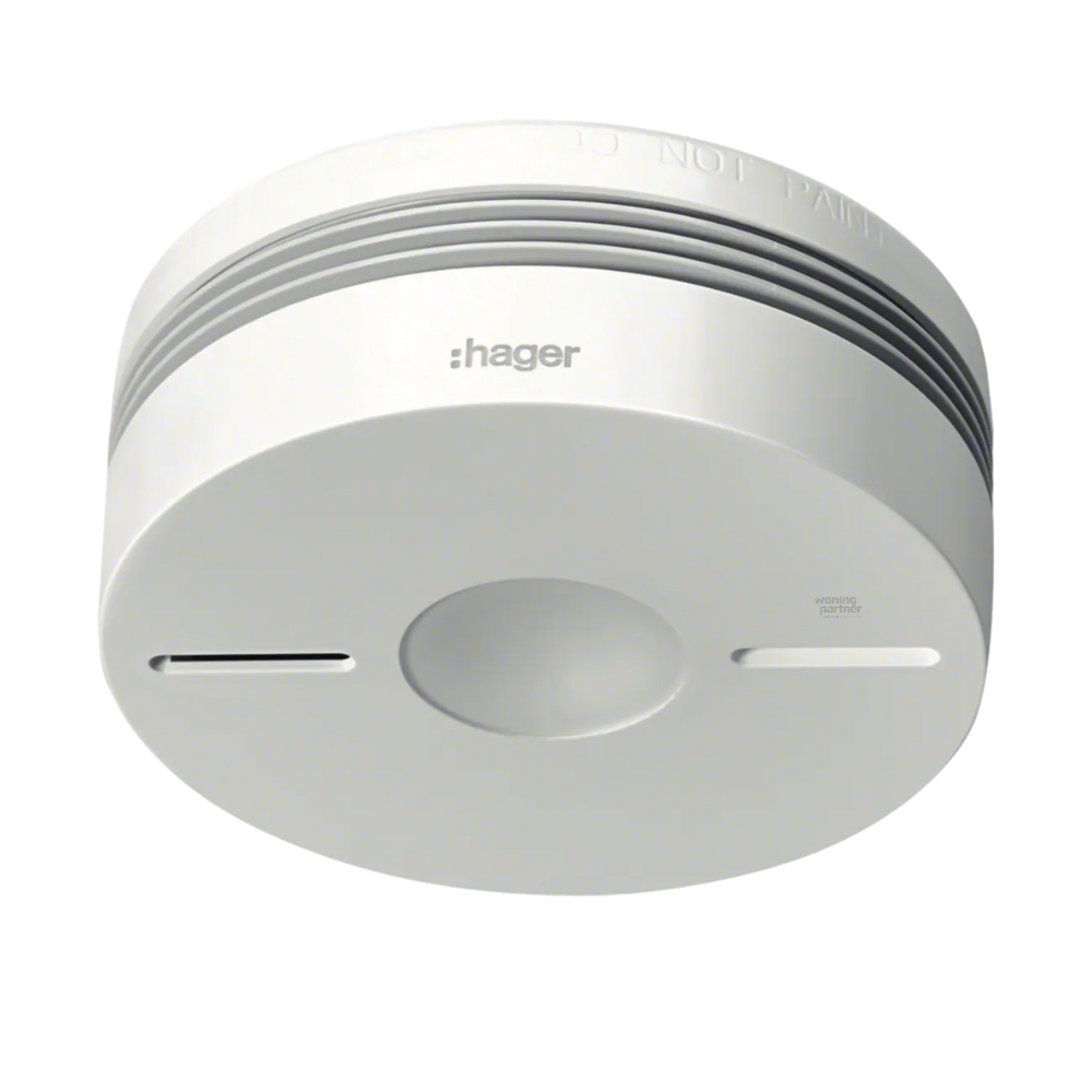 Hager TG551A rook- en hittemelder draadloos koppelbaar met 10 jaar lithium batterij en Q-label, geschikt voor woningen en projecten