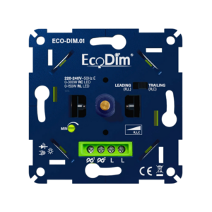 Afbeelding alt-tekst EcoDim.01 LED-dimmer universeel 0-300W met soft-start en beveiliging, geschikt voor LED, halogeen en gloeilampen