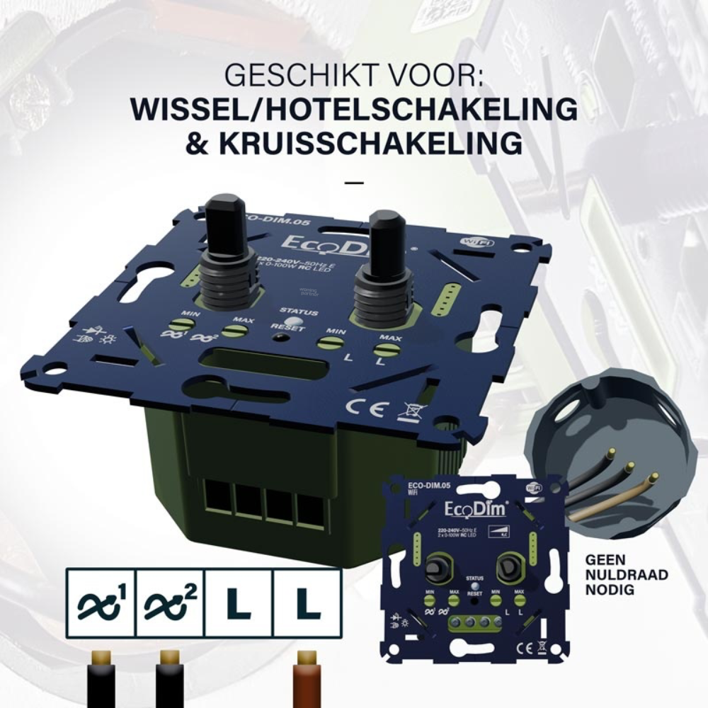 Ecodim.05 WiFi LED-dimmer | Duo 2x0-100W fase afsnijding (RC) - Afbeelding 3
