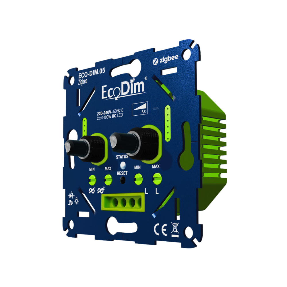 EcoDim.05 Zigbee LED-dimmer duo 2x 0-100W fase afsnijding (RC) - Afbeelding 2