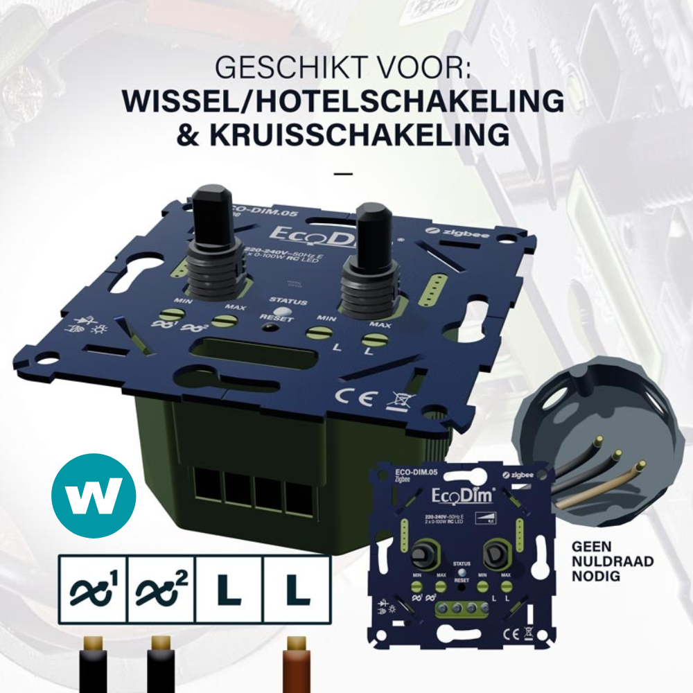 EcoDim.05 Zigbee LED-dimmer duo 2x 0-100W fase afsnijding (RC) - Afbeelding 4