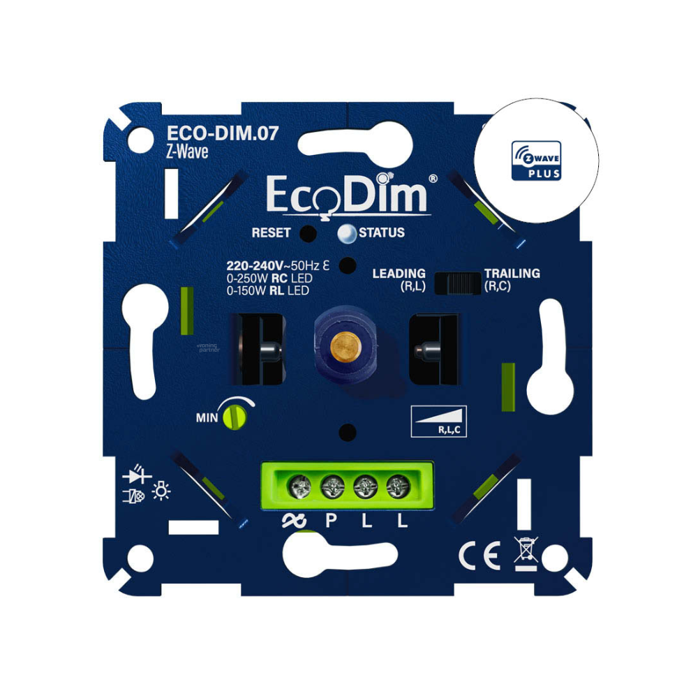 EcoDim.07 Led dimmer Z-Wave druk/draai 0-250W (RLC)
