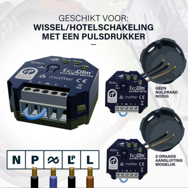 EcoDim.10 voorbeelden aansluiting wissel/hotelschakeling