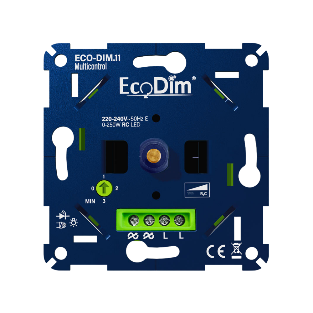 EcoDim.11 Multicontrol LED dimmer universeel 0–250 watt RC inbouwdimmer geschikt voor LED verlichting.