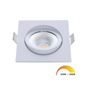 ED-10025 Led inbouwspot kleine inbouwdiepte IP54 dim to warm, vierkant, wit, 75mm