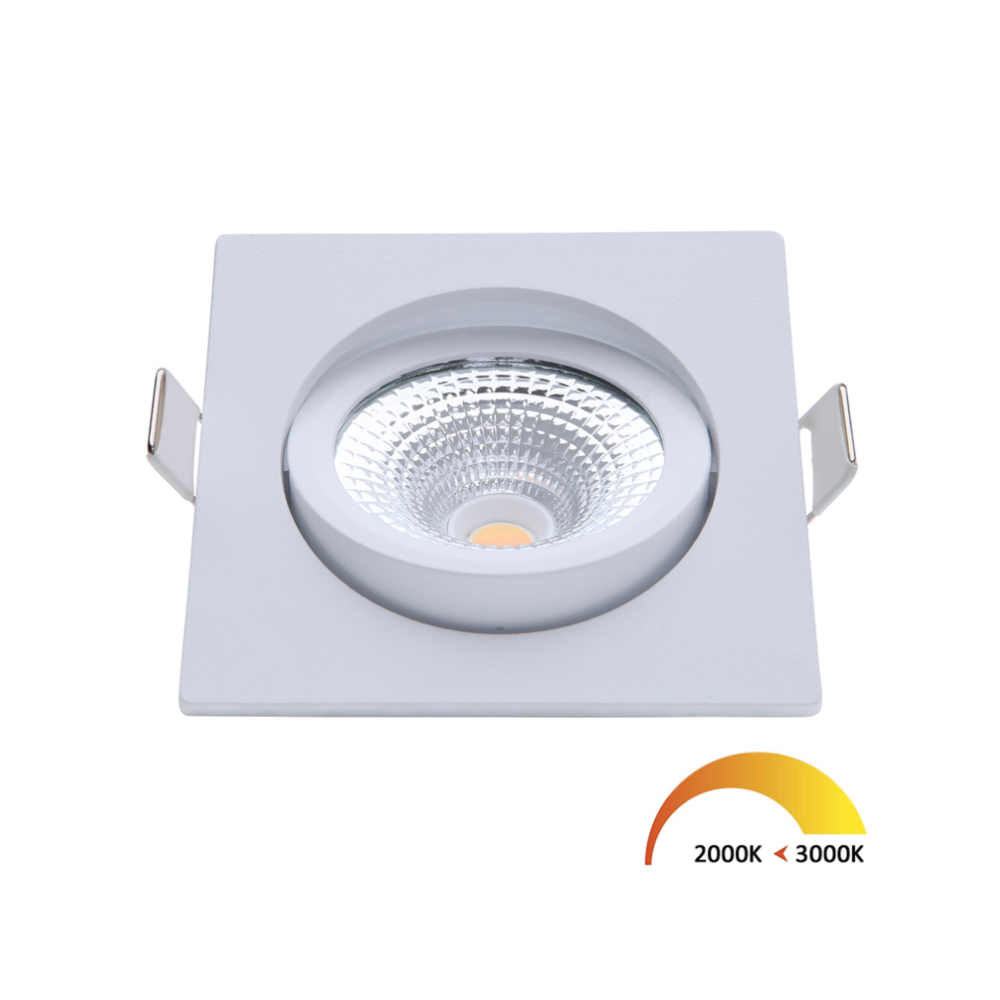 ED-10025 Led inbouwspot kleine inbouwdiepte IP54 dim to warm, vierkant, wit, 75mm