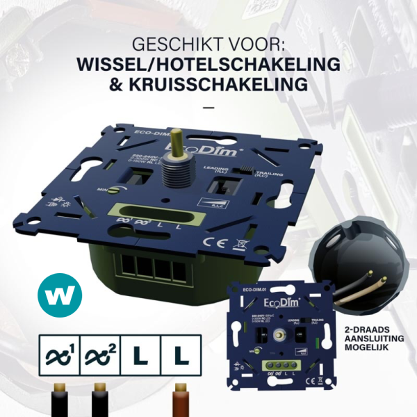 EcoDim.01 LED-dimmer wisselschakeling en kruisschakeling