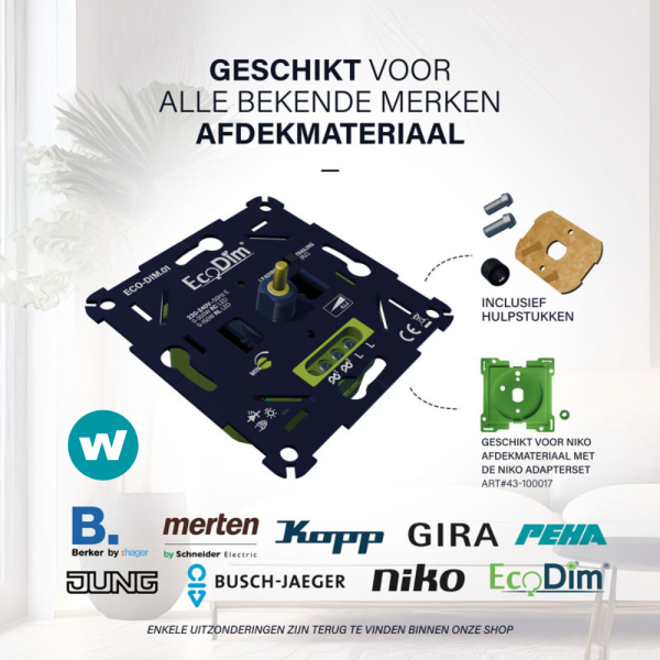 EcoDim.01 serie LED-dimmer afdekmateriaal obverzicht passend op alle merken