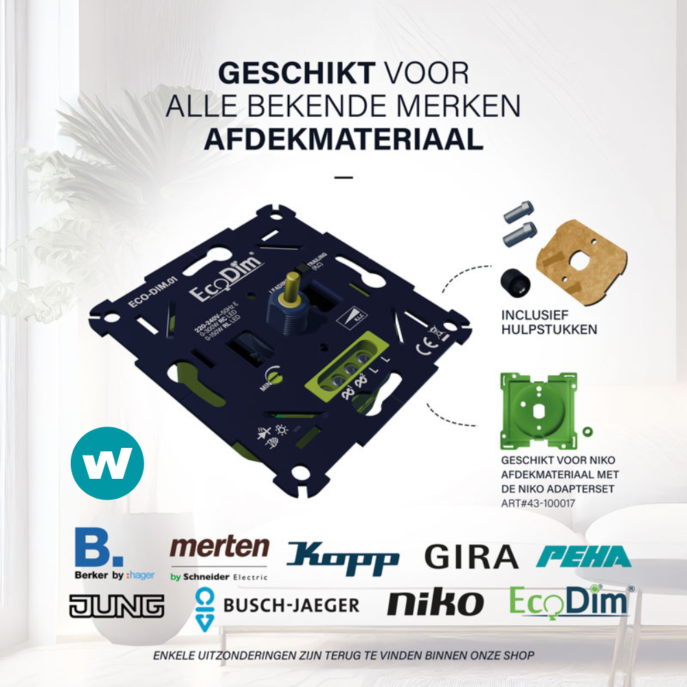 EcoDim.01 serie LED-dimmer afdekmateriaal obverzicht passend op alle merken