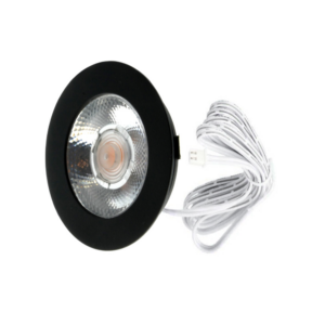 ED-10046 Led meubelspot kleine inbouwdiepte IP54 warm wit, rond, zwart, 55mm