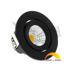 ED-10060 Led inbouwspot kleine inbouwdiepte IP54 dim to warm, rond, zwart, 55mm