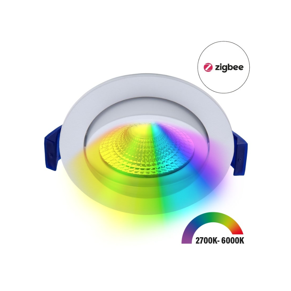 ED-10079 Zigbee led inbouwspot kleine inbouwdiepte IP54 RGB/2700K-6000K, rond, wit, 75mm - Afbeelding 2