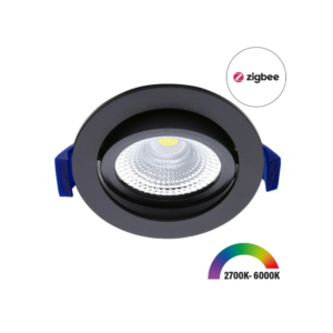 ED-10080 Zigbee led inbouwspot kleine inbouwdiepte IP54 RGB/2700K-6000K, rond, zwart, 75mm