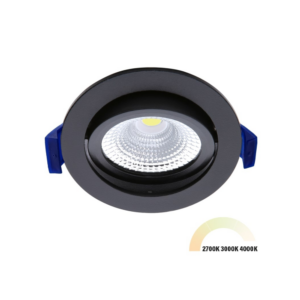 ED-10082 Led inbouwspot kleine inbouwdiepte IP54 2700K/3000K/4000K rond, zwart, 75mm