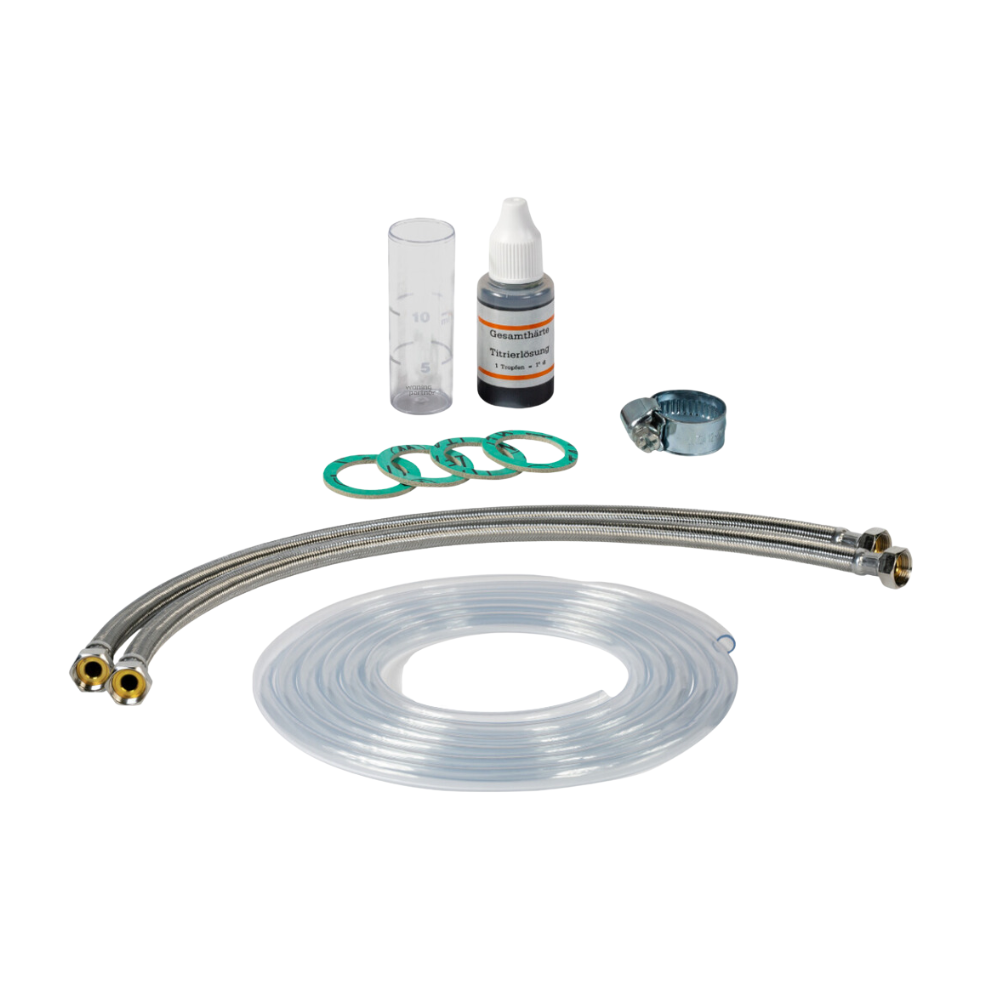 Aqmos BMX-32 waterontharder aansluitset met slangen en DH testset.