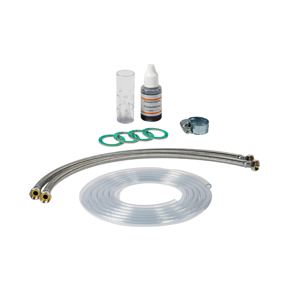 Complete aansluitset met DH tester om waterhardheid te meten. Complete aansluitset met DH tester om waterhardheid te meten.