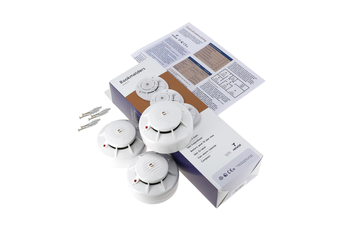 Retwist rookmelders set van 3 met lithium batterij 10 jaar bescherming voor veilige woning