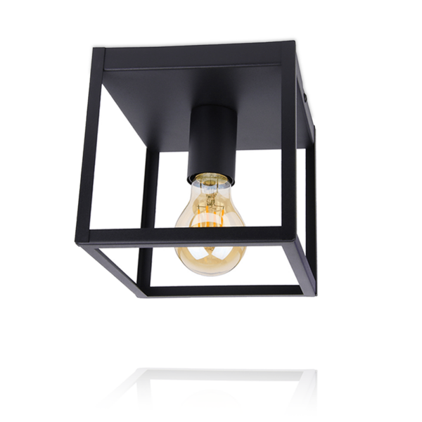 Industriële plafondlamp LEDUXA | vierkant | E27 | zwart
