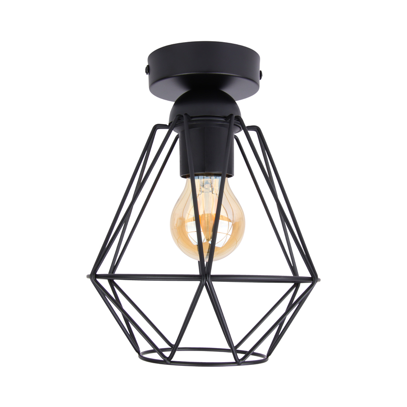 Diamantvorm draadlamp | plafond | industrieel | 4W | zwart - Afbeelding 12