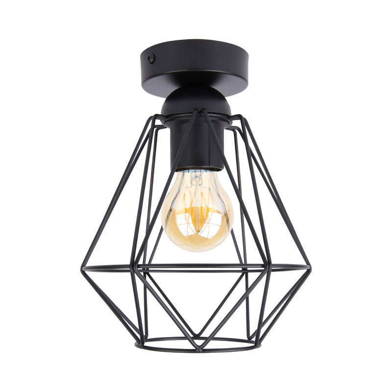 Diamantvorm draadlamp | plafond | industrieel | 4W | zwart - Afbeelding 9