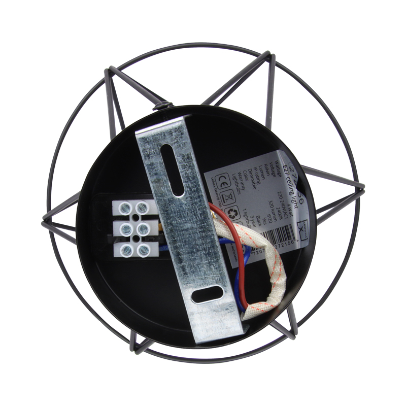 Diamantvorm draadlamp | plafond | industrieel | 4W | zwart - Afbeelding 7