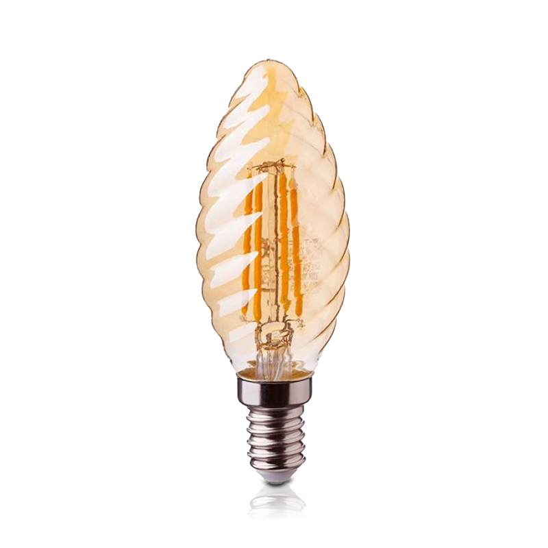 LED filament E14 kaarslamp ribbel | dimbaar | 2W | amber | 2400K