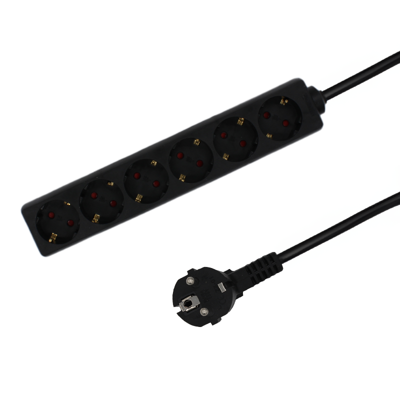 6-voudige tafelcontactdoos LEDMAT | 5m | zwart