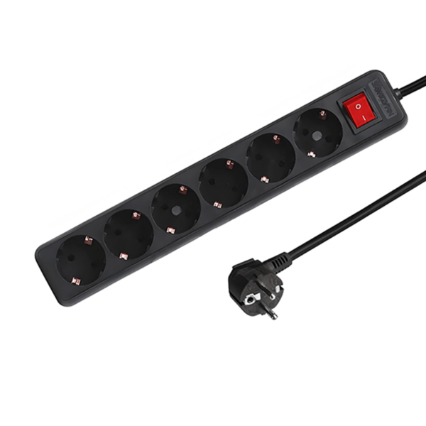 6-voudige tafelcontactdoos LEDMAT met schakelaar | 1.5m | zwart