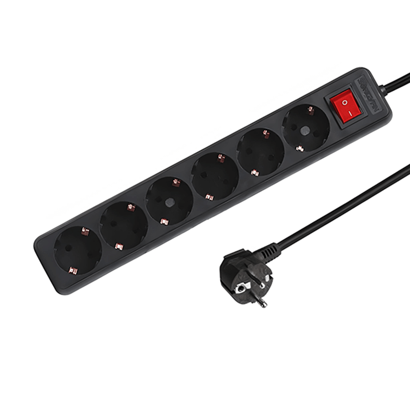 6-voudige tafelcontactdoos LEDMAT met schakelaar | 1.5m | zwart