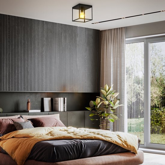 Industriële plafondlamp LEDUXA | vierkant | E27 | zwart - Afbeelding 4