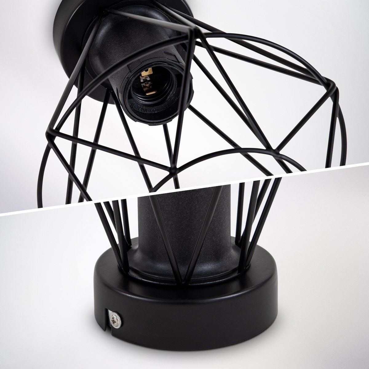 Diamantvorm draadlamp | plafond | industrieel | 4W | zwart - Afbeelding 3