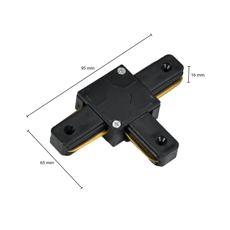 1-FASE RAIL T-VORM CONNECTOR ZWART