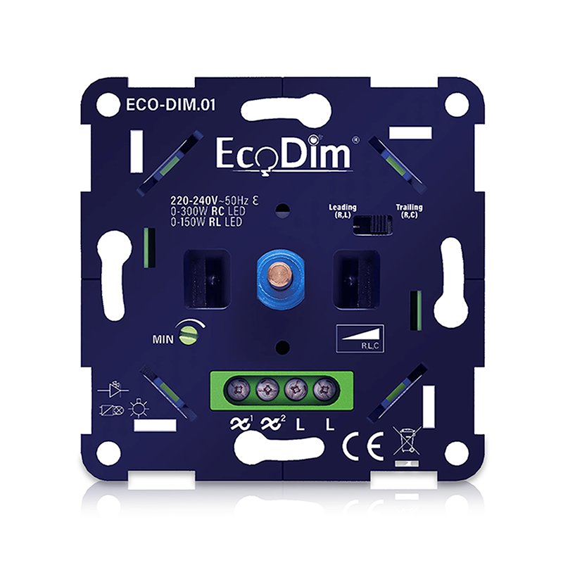 LED dimmer universeel EcoDim.01 | 0-300W | Fase aan- en afsnijding RLC