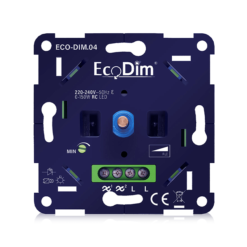 EcoDim.04 LED dimmer universeel 0–150 watt RC voor het eenvoudig en storingsvrij dimmen van alle soorten LED verlichting.