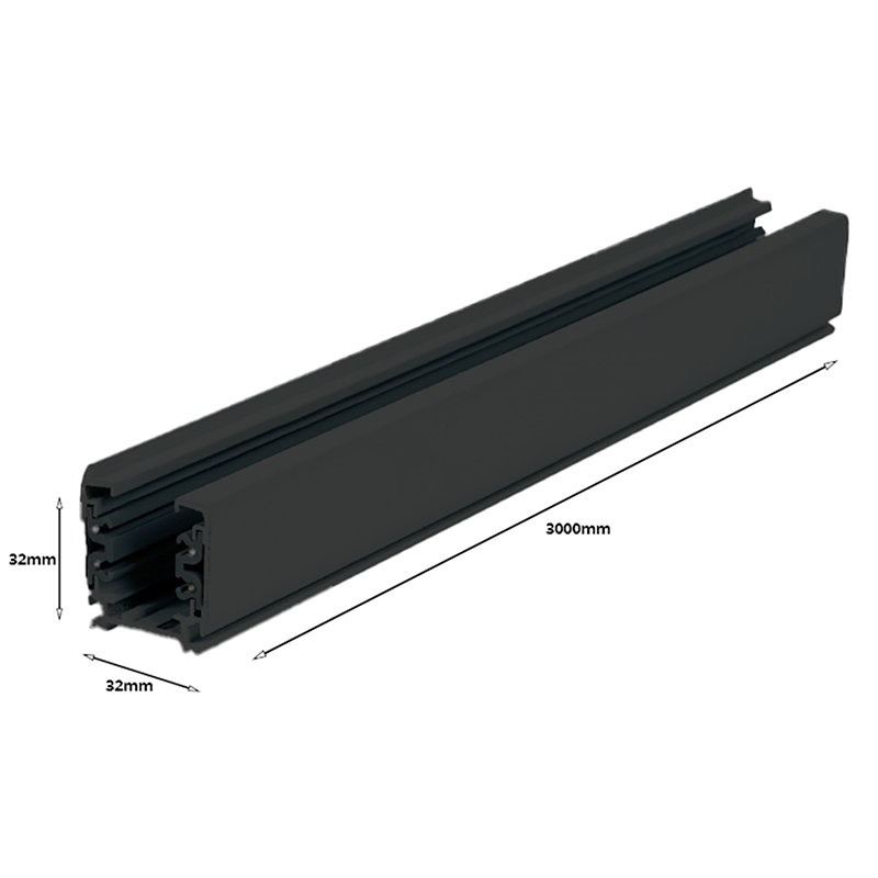 3-fase rail-300 cm-zwart