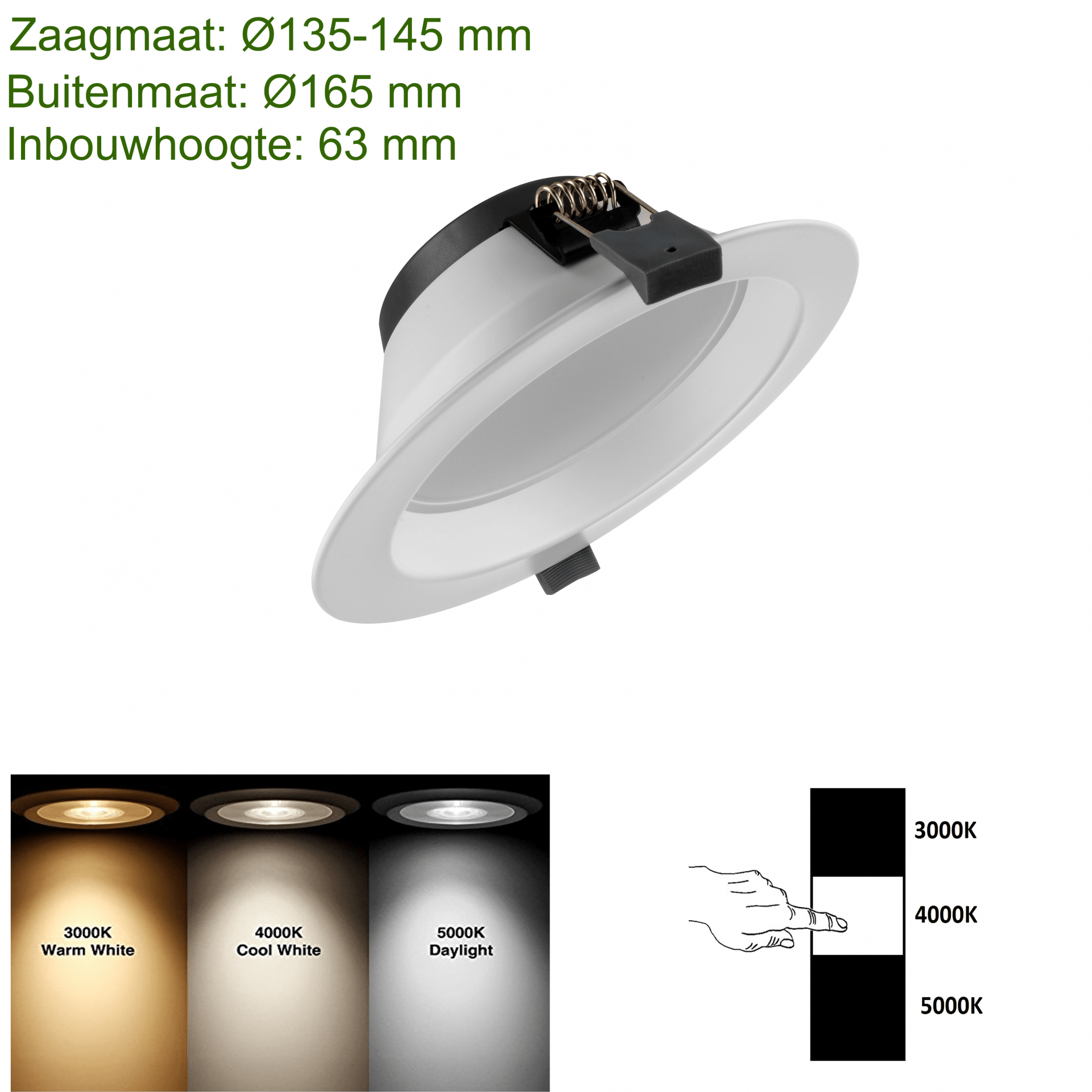 LED DOWNLIGHT 3 COLOR Ø135 18W-0 LED DOWNLIGHT 3 COLOR Ø135 18W-0