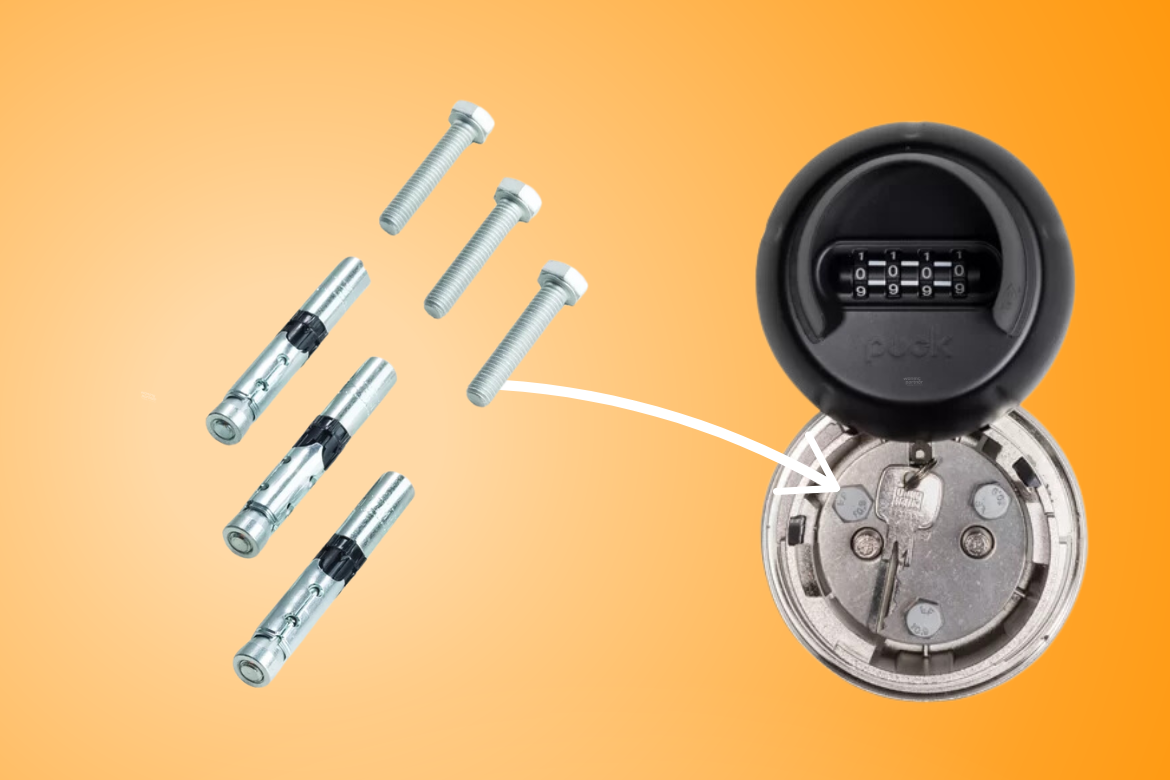 Puck Keysafe bevestigingsset voor veilige montage van de sleutelkluis aan muur of gevel